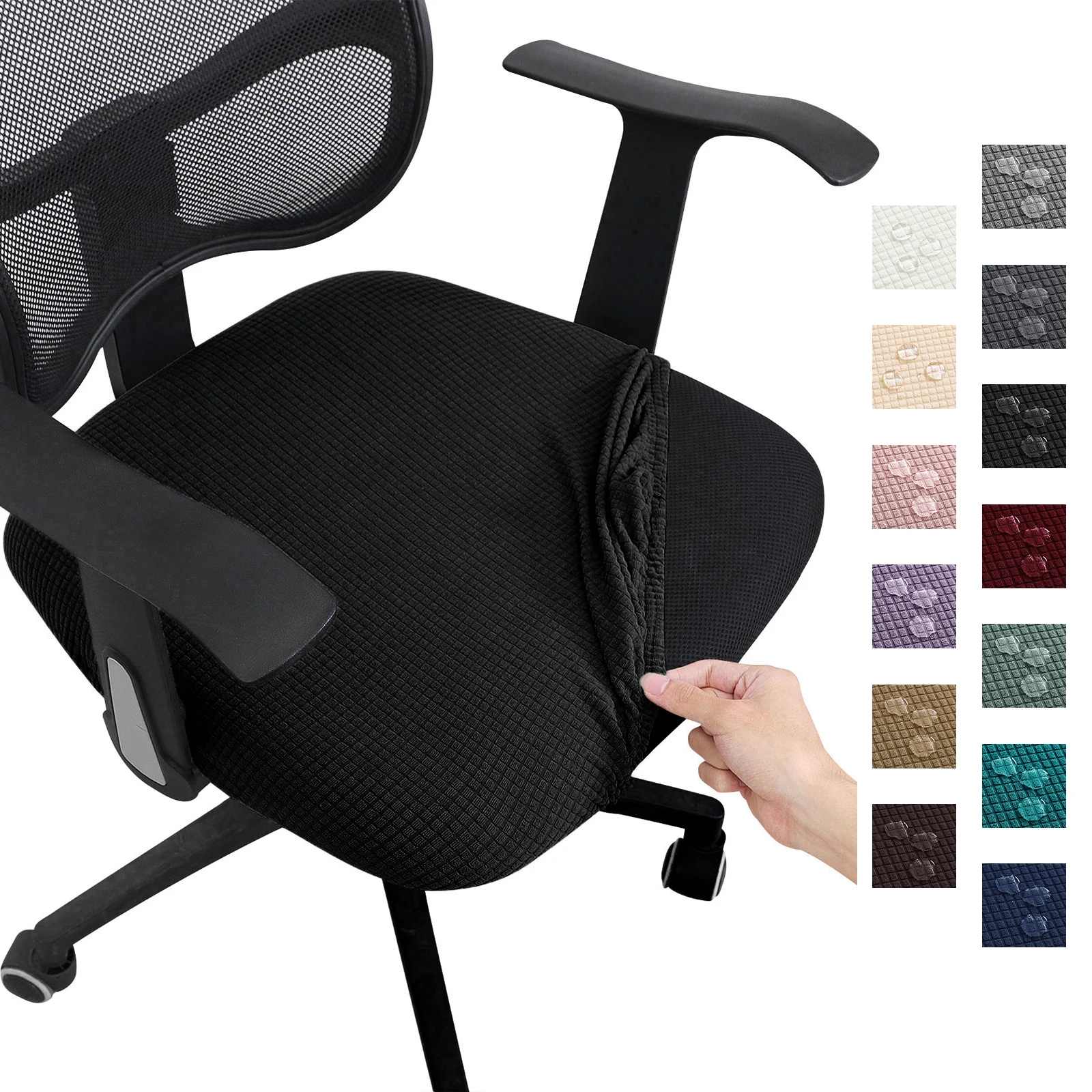 FORCHEER Office Desk Chair Seat Covers Water Resistant Jacquard Computer Chair Seat Cushion Slipcovers