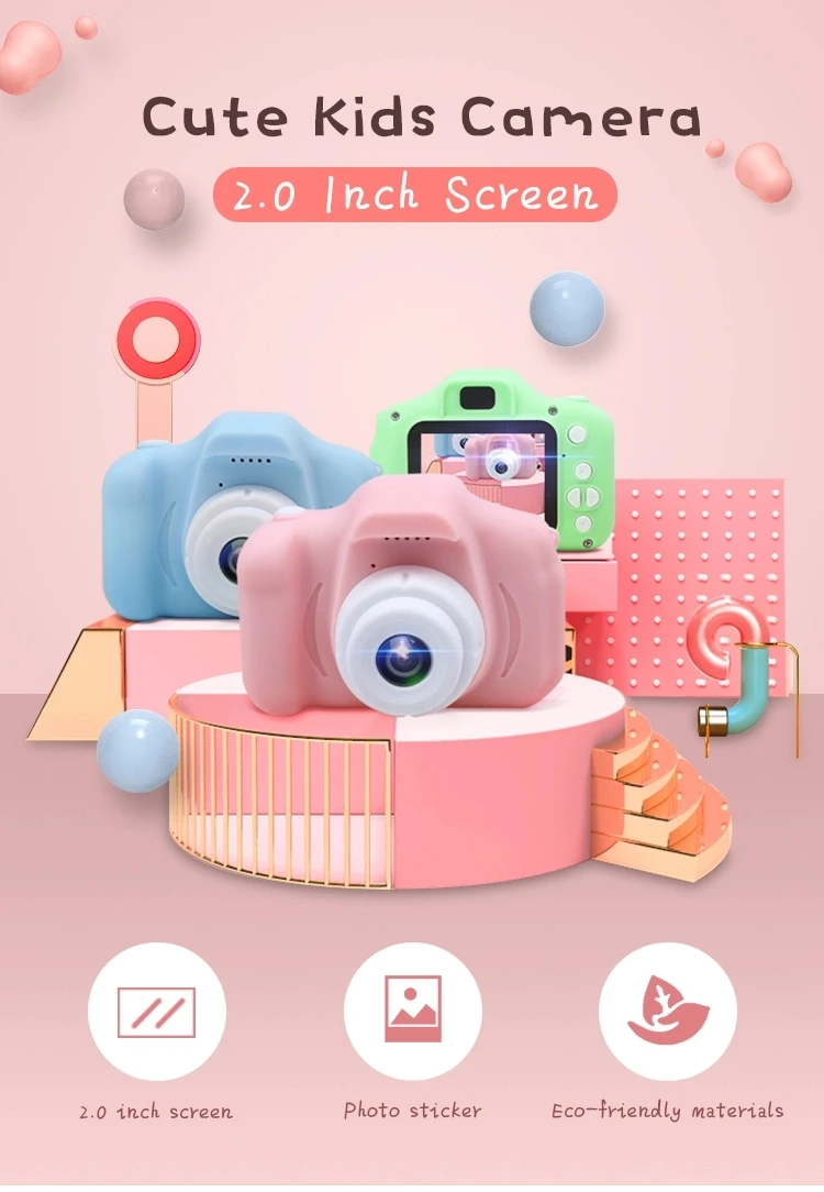 2.0 Inch kids Digital HD camera mini camera silicon soft cover portable video camera creative for kids gifts