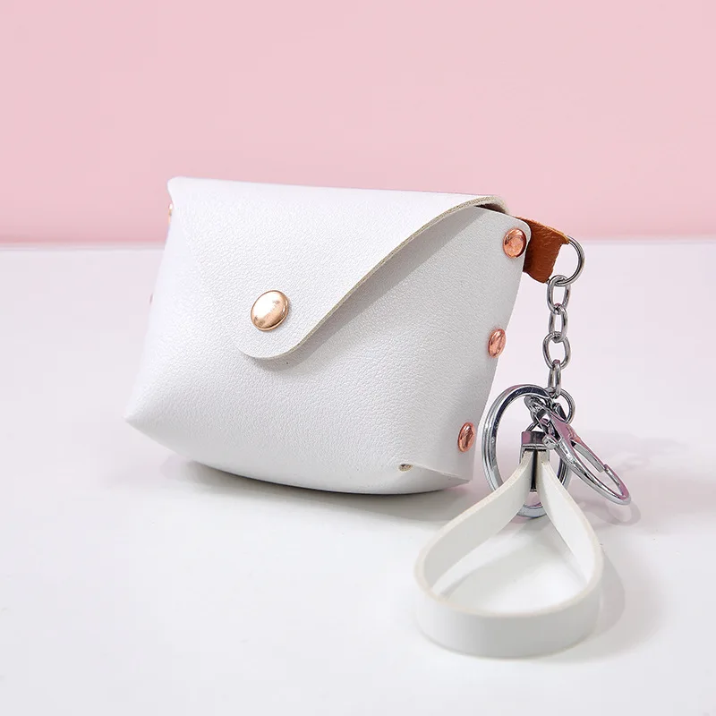Multicolor Pu Leather Girls Buckle Small Coin Purse Fashion Mini Ladies Pocket Coin Purse Wristlet Wallet Keychain