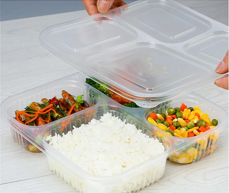 Plastic 3/4/5 Compartment PP Takeaway Packaging Food Container lunch packaging box Microwave  Bento Box disposable
