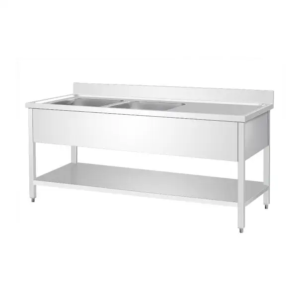 Hotel Restaurant Kitchen Equipment Stainless Steel Kitchen Sink UAE Industrial Metal Sink Table with Drainer Prep Table Sink