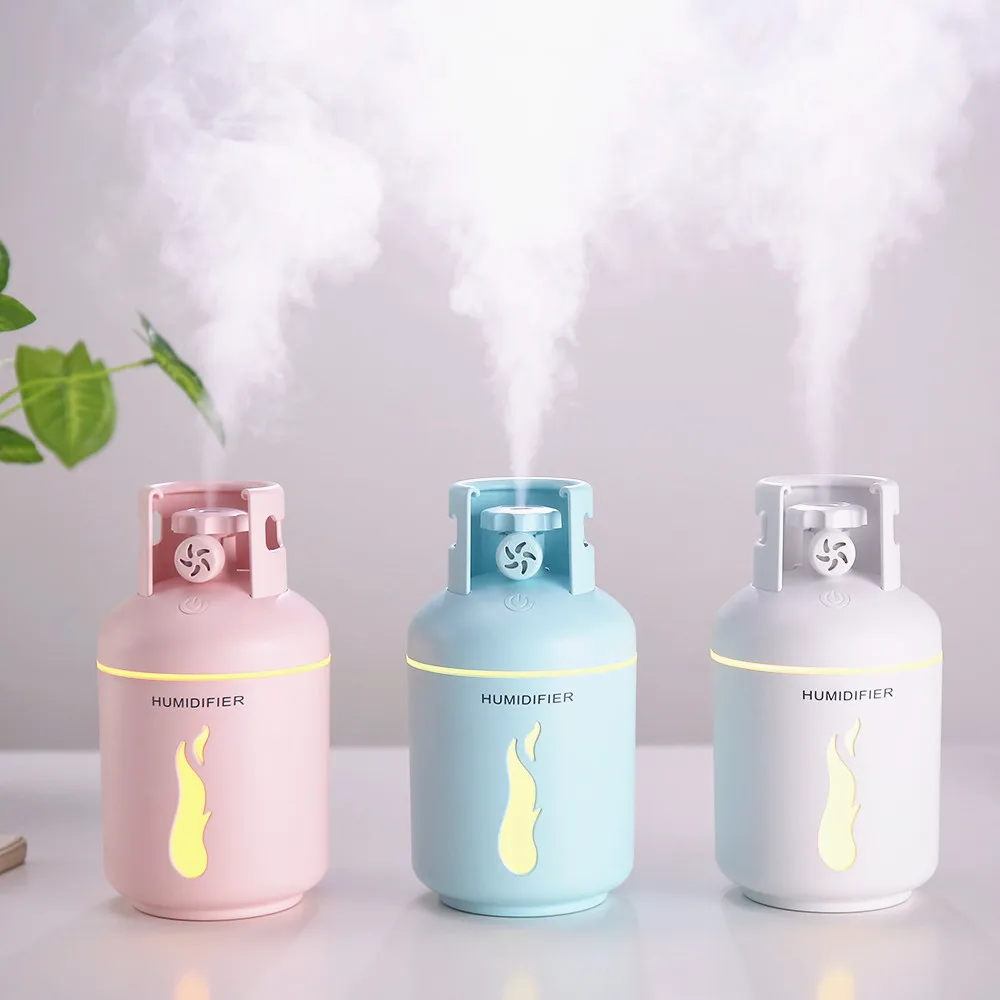 The Newest Gas Cylinder Cute Diffuser Gas Holder LED Air Humidifier for Work Car Essential Oil Diffuser 2022