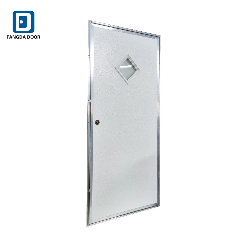 Fiberglass exterior door with glass Outswing metal frame aluminum frame for Mobile home Walking door