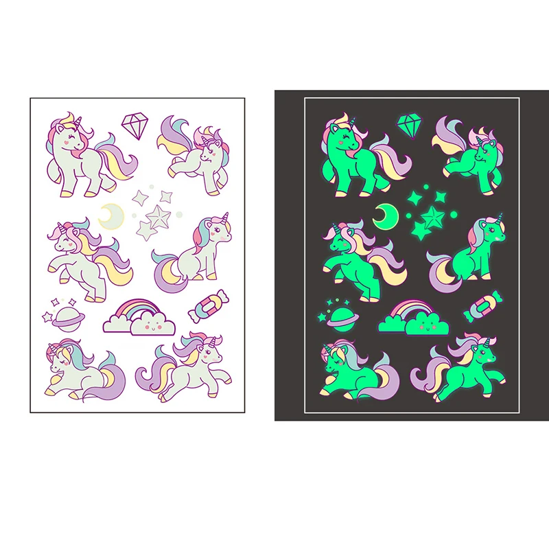 Cartoon Tattoo Stickers Luminous Child Toy Temporary Tattoos Glow Paste On Face Arm Leg Body Sticker