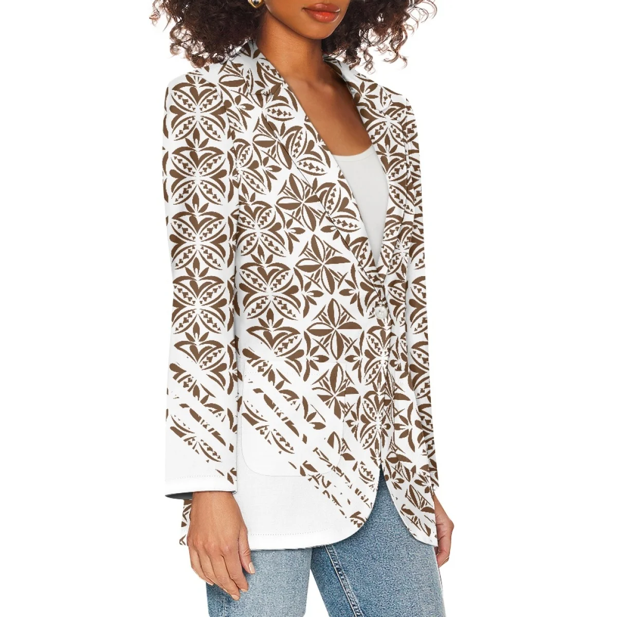 Office Casual Women Blazer Polynesian Samoan Puletasi Print Custom Elegant Ladies Blazer Showcase Femininity And Elegance