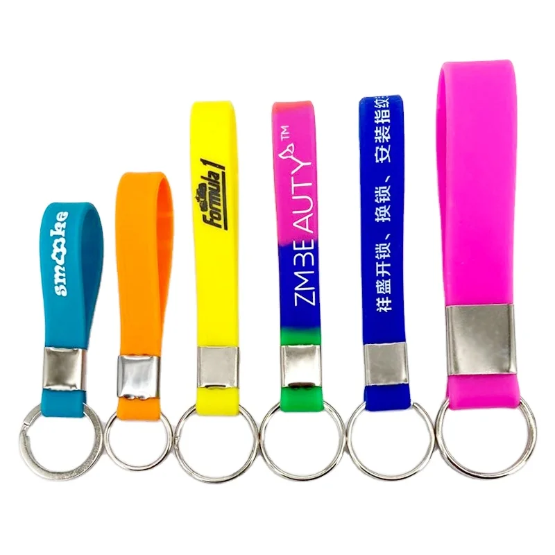 High Quality Colourful Motivational Basketball Silicone Wristband with Keychain Wrist Lanyard Keyring for Sporting Events Party