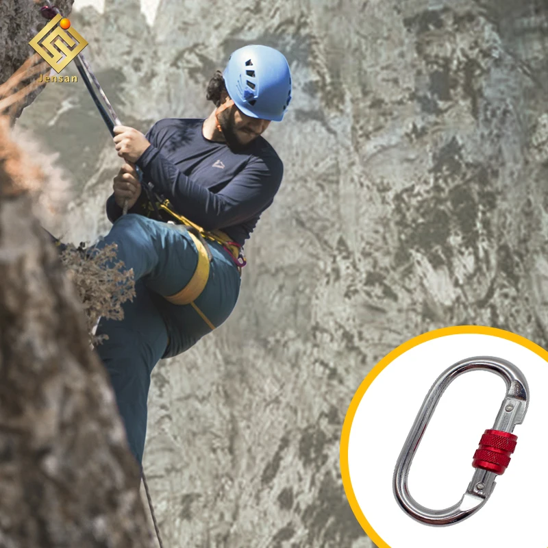 Jensan Custom Logo High Quality 25KN Oval Steel Carabiner Climbing Hook for Fall Protection Connection Ring Jinsong Carabiner
