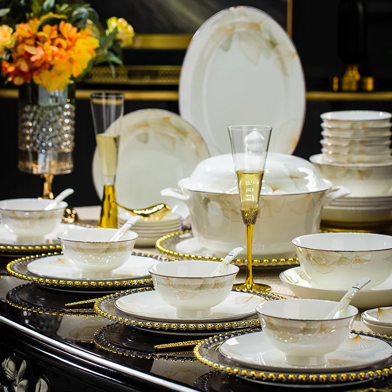 Роскошная керамическая чаша и тарелка Jingdezhen набор для новоселья подарок на свадьбу