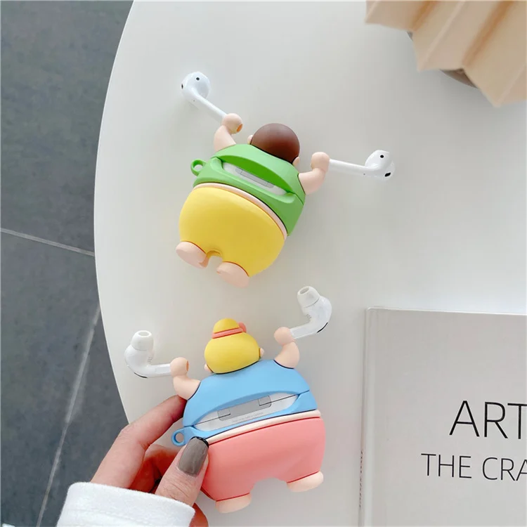 New Lovely Cartoon Earphone Covers Funny Boy Girl Weightlifting Silicone Case For Airpods 1 2 for AirPods Pro