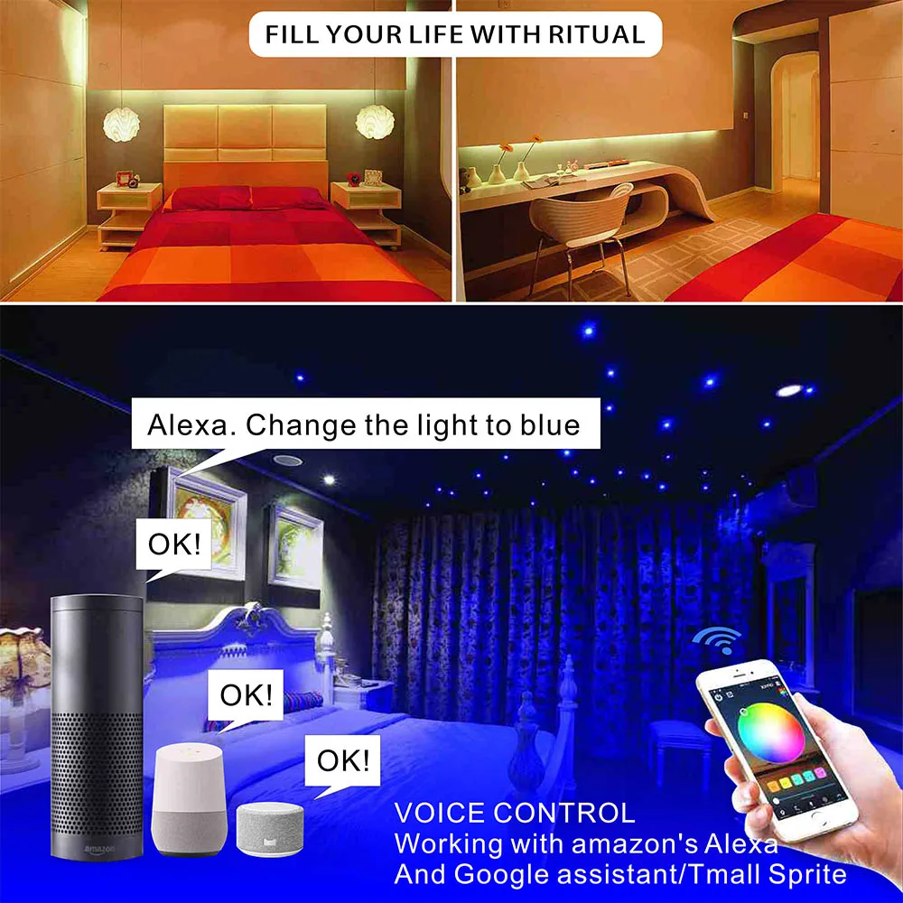 Высокая яркость 5050RGB 10 м 300 светодиодов bluetooth Смарт-светильник ремень комплект с адаптером 12v