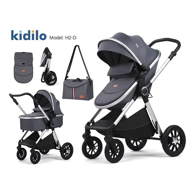 Wholesale Luxury Compact 4-in-1 Baby Carriage Stroller Newborn Foldable with 360 Rotate Trolley Light Weight Two-Way Push