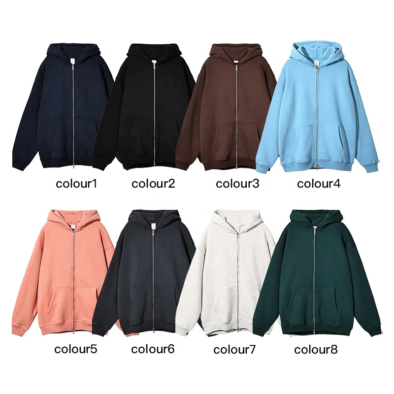 Wholesale Thick Fleece Zip Up Hoodies High Quality Zip-Up Hoodies Mens Fashion Custom Printing Zip Up Hoodies