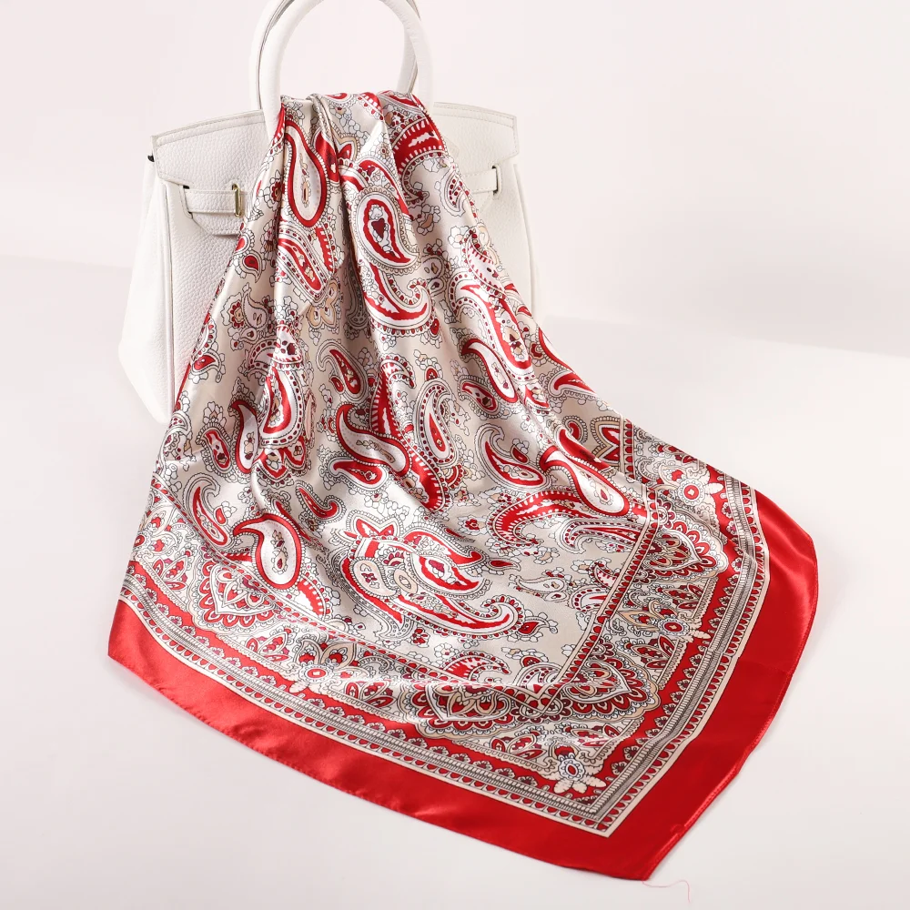 foulard en soie scarves square hijab seda scarfs Summer ladies designer silk satin wholesale stylish for women