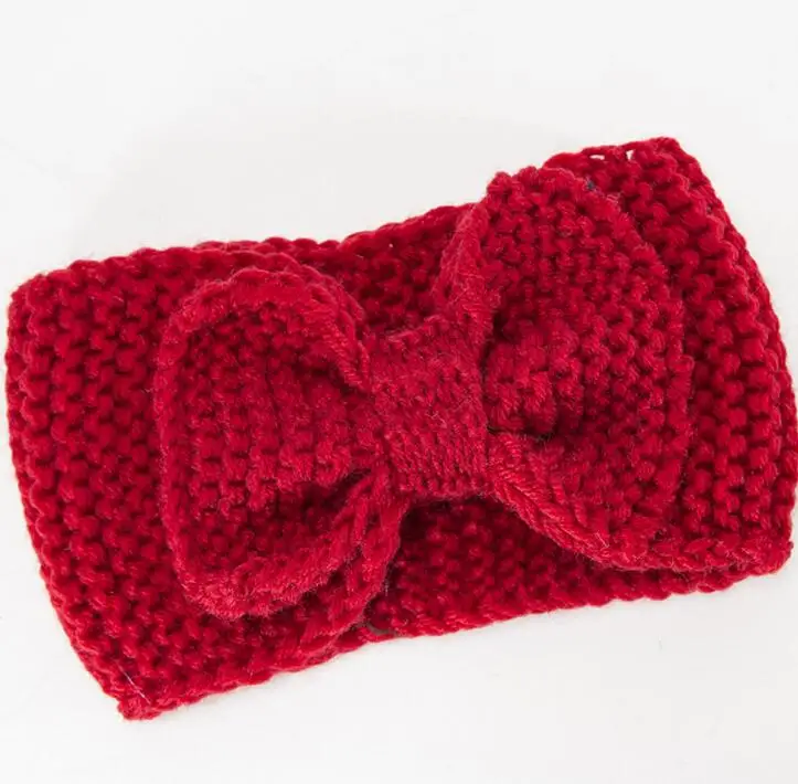 Women Lady Fashion Crochet Big Bow Knot Turban Knitted Head Wrap Hairband Winter Ear Warmer Headband Hair Band
