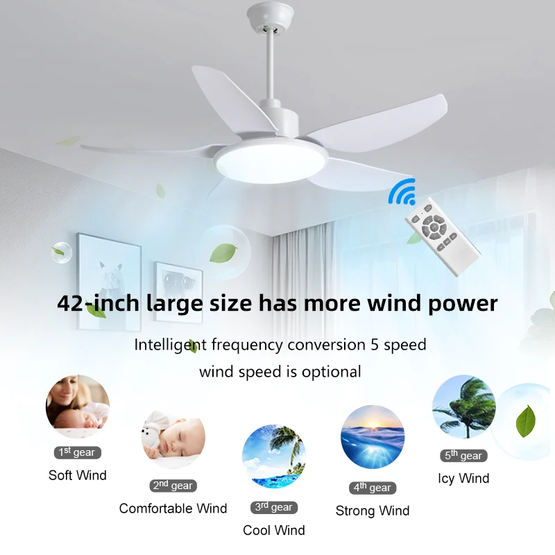 Morden European Style chandelier lamp fan Decoration DC ABS Blades Electric Led Ceiling Fan Light