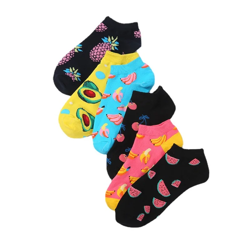 Summer cheap fruit colorful cotton ankle socks men fashion funky knitted novelty short socks wholesale
