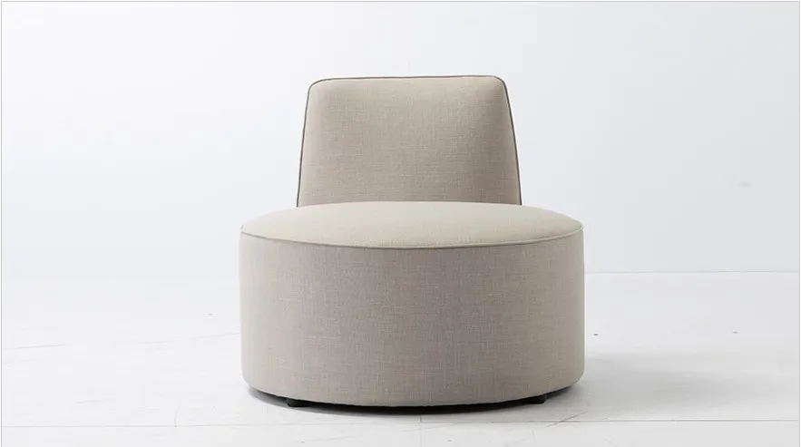 European Style Upholstered Round Fabric Sofa Barrel Chair Lazy Sofa Floor Chair