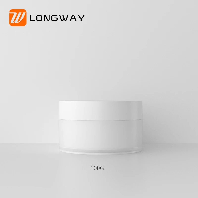 Wholesale 100g empty white cosmetic face body lotion scrub PP plastic cream jar