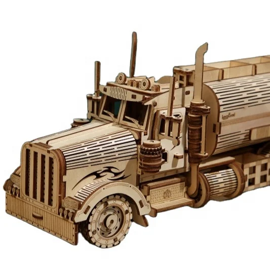 handmade assembly DIY wooden puzzle math toy car model kits for kids 2023
