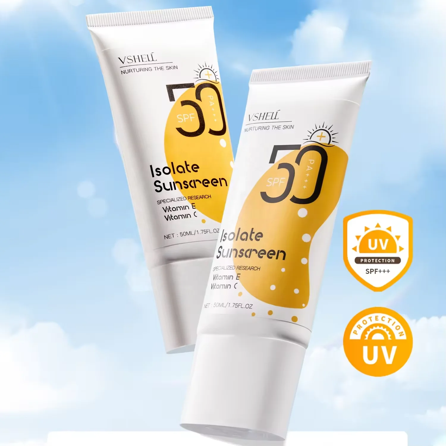 Fashion Luxury Skin Care Plastic Tube Moisturizing Spf 50 Uv Natural Plant Whitening Isolation Sunscreen Cream