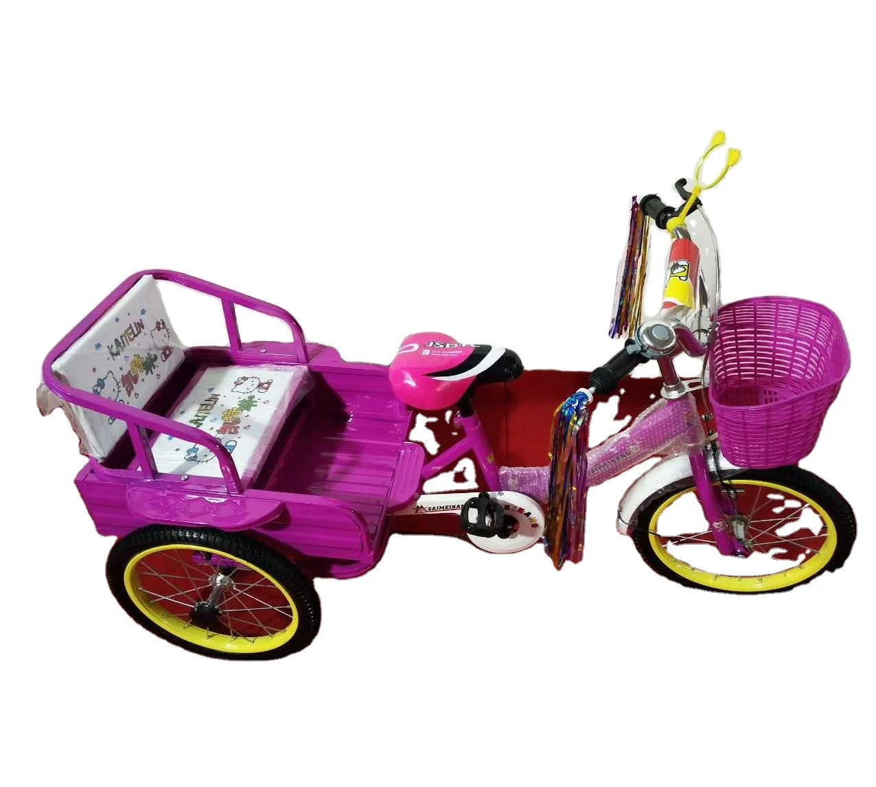 cheap high quality steel frame air tire rickshaw/baby tricycle with rear big seat three wheel/trike/tricycles