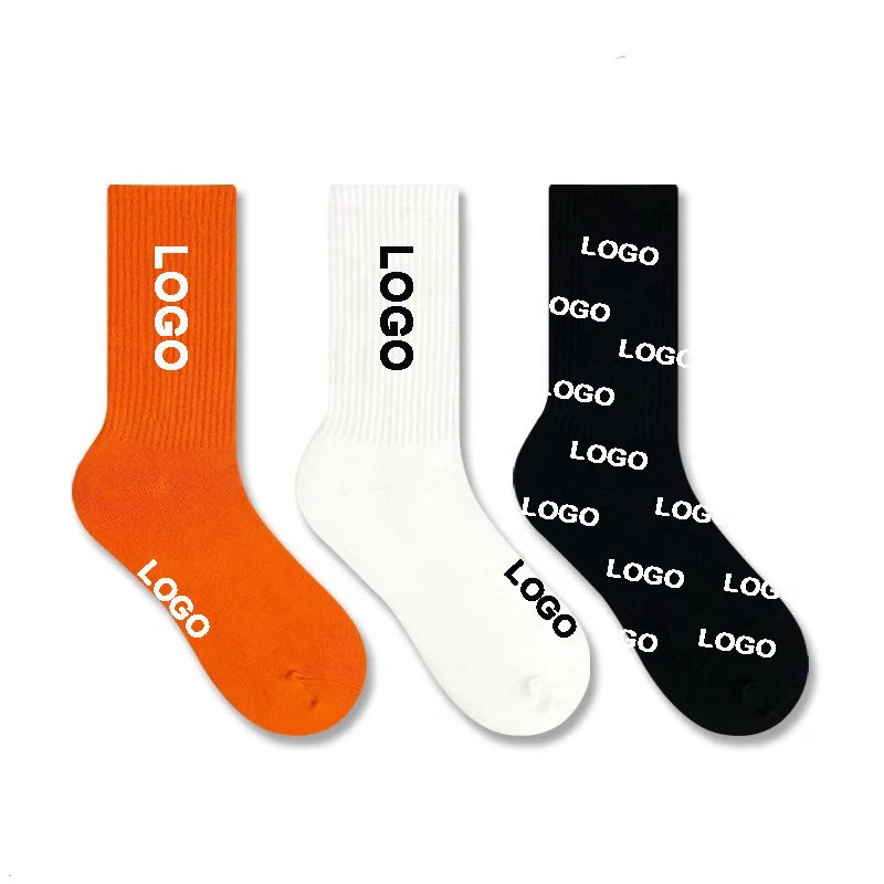 MELEX Wholesale men women custom logo cotton socks Amazon new fashion plain color crew socks