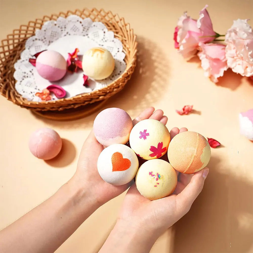 Custom Wholesale 12 pcs Bubble Shower Fizzies Handmade Organic Bathbomb Himalayan Sea Salt Bath Fizzies Bath Bomb Set