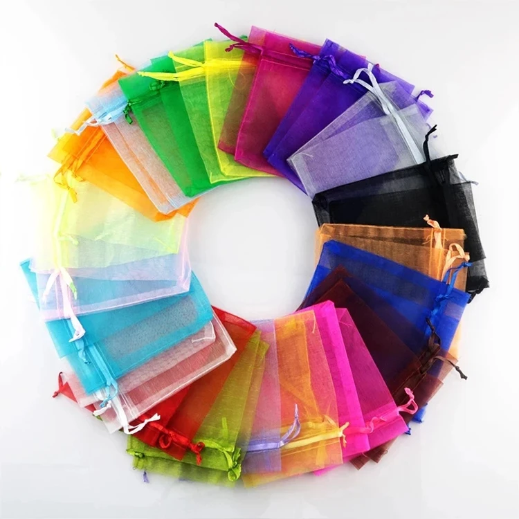 
Wholesale Organza Mesh Gift Grocery Drawstring Pouch Bags Custom Logo Jewelry Packaging Small Mesh Organza Drawstring Bag 