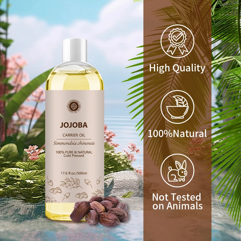 Organic Jojoba Golden Oil Hexane Free For Hair Growth - 500ML Cold Pressed Carrier Oil 100% Pure Natural Unrefined Private label