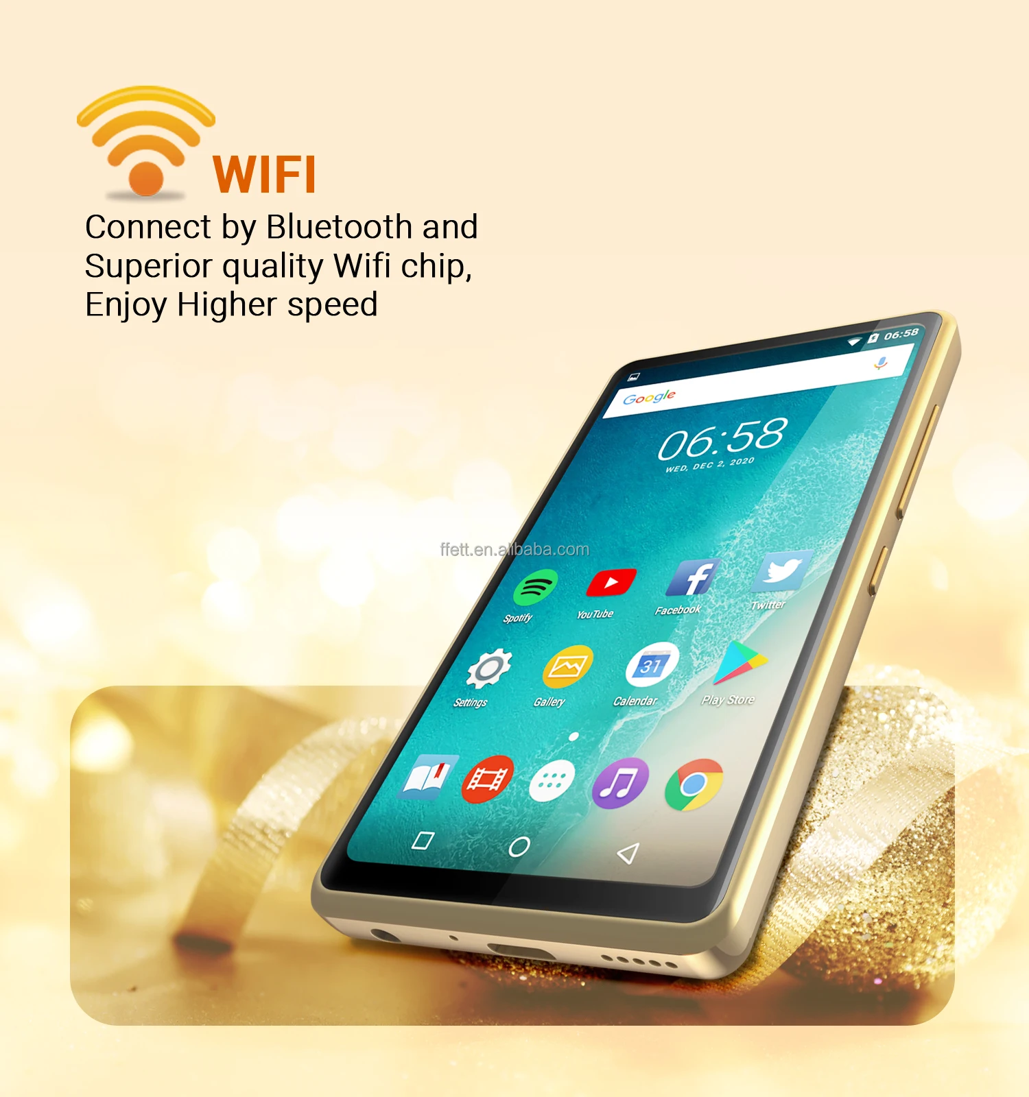 
Golden Android Media Player 4 inches Entertainment Youtube Facebook FM Radio Speaker Smart Mp5 