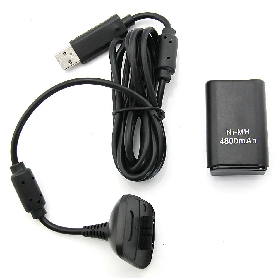 High quality Charging kit For xbox 360 Battery 4800mAh Rechargeable Battery Pack Charger Cable black and white