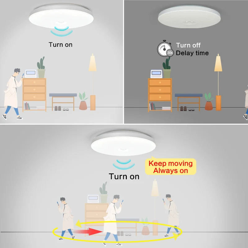 2024 LED Panel Light Round Ceiling Lamp for Indoor Home Lighting 9inch 12inch Surface Mounted Radar Motion Sensor