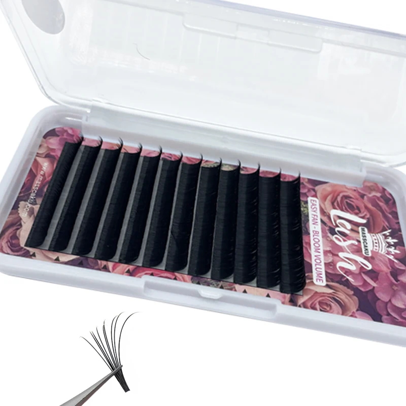 MASSCAKU easy fan mink private label silk fast fanning mink individual eyelash extension fan