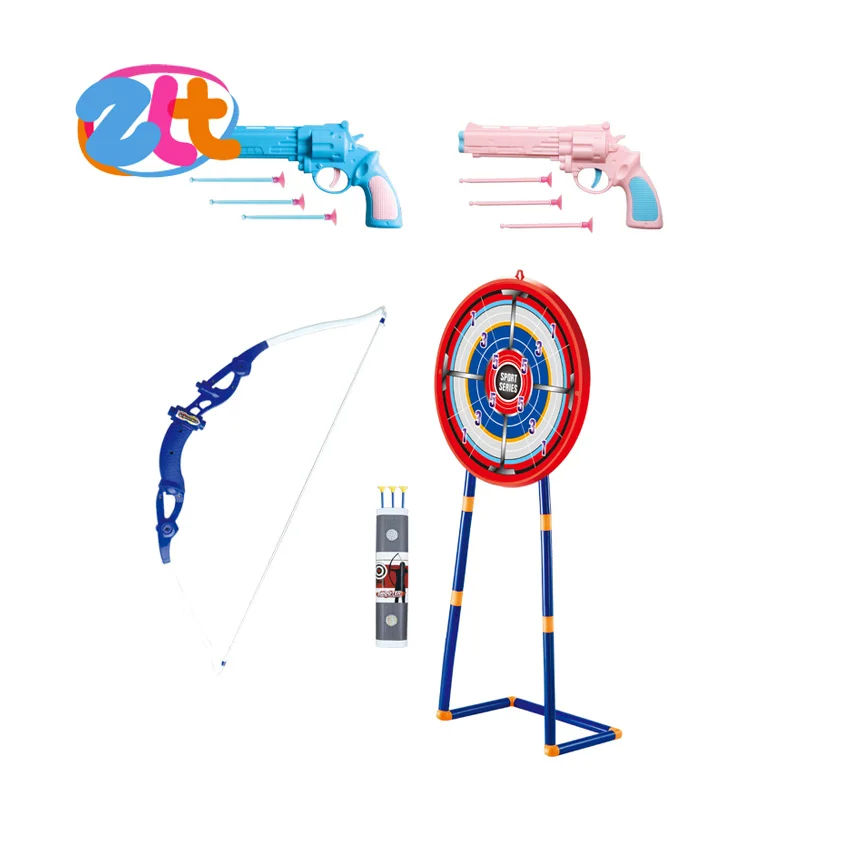 Outdoor archery target stand bow and arrow set shooting game toy with 2 pcs toys soft bullet gun  for kids