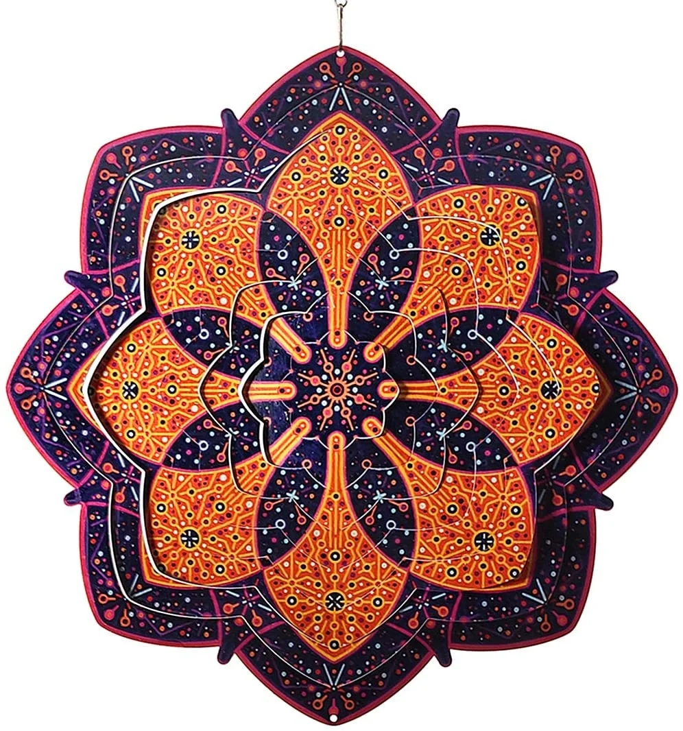 Metal Wind Spinner Mandala Laser Cut Wind Spinner Outdoor Ornament