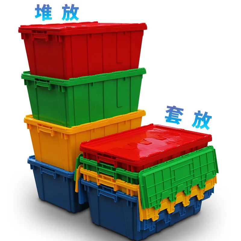 Royaumann Premium Custom Plastic Turnover Storage Boxes & Bins Containers with Hinged Attached Lid for Fruits Vegetables Storage