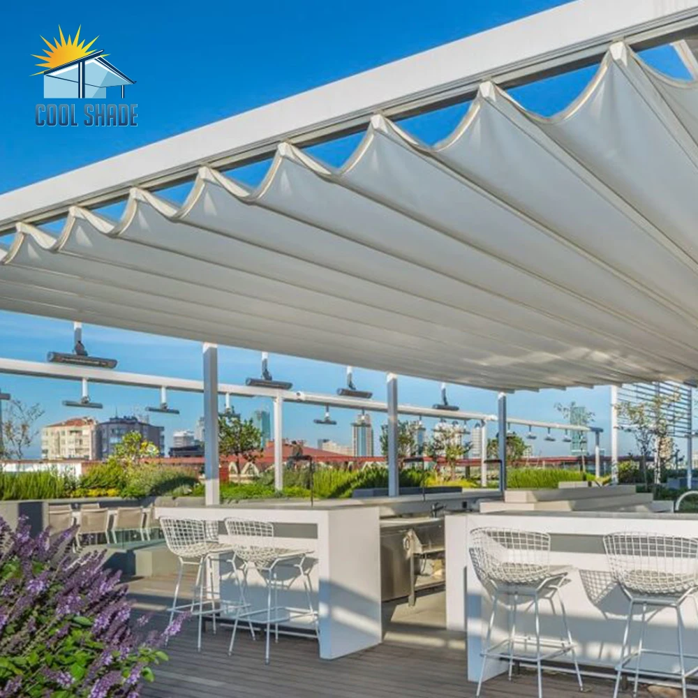 Wholesale Outdoor Waterproof and Sunshade Canopy Awnings Motorized Remote Control Retractable Roof Pergola