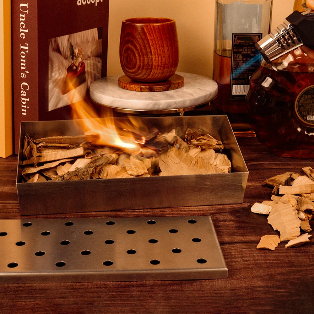 430 Steel BBQ Smoker Box for Grilling or Charcoal Grill Grilling Accessories