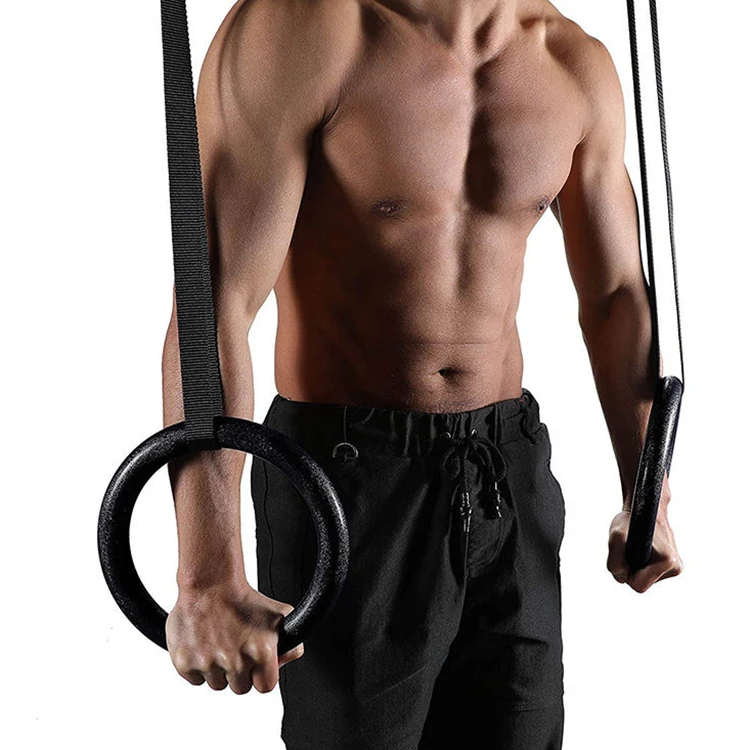 High Quality Fitness Workout Pull Ups and Dips Exercise ABS Gymnastic Rings Set with Nylon Straps