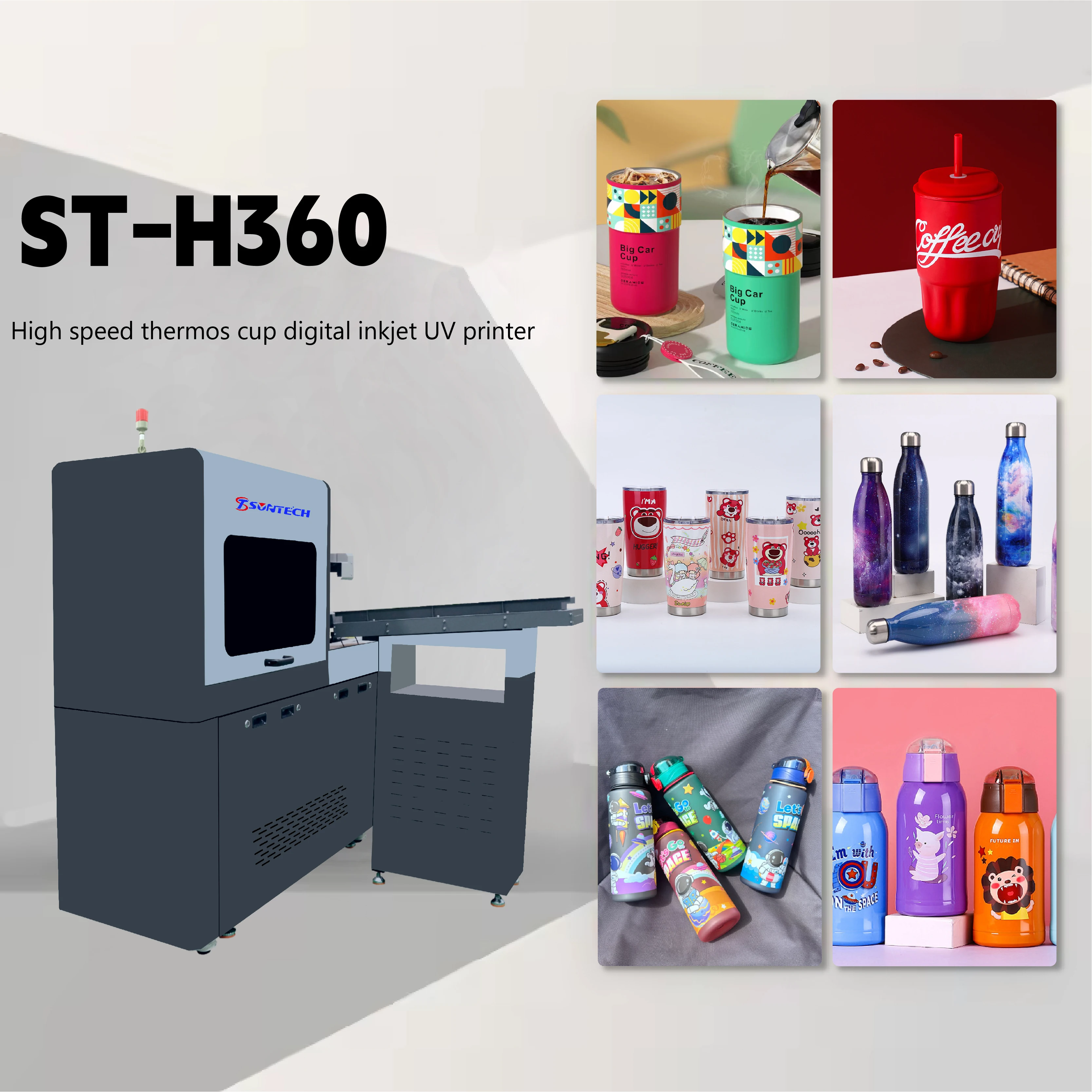 Suntech Digital Inkjet Cylindrical Uv Printer For  Glassware Aluminum Cans And Spirit Bottle Printing Machine