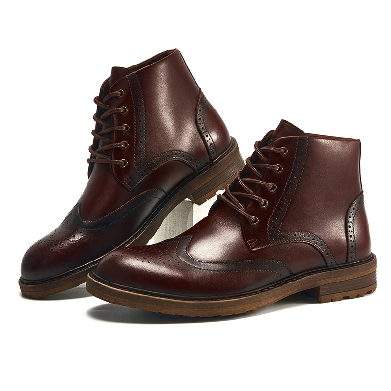 Handmade High Quality Large Size Lace Up Brown Classic Martin Genuine Leather Boots For Men