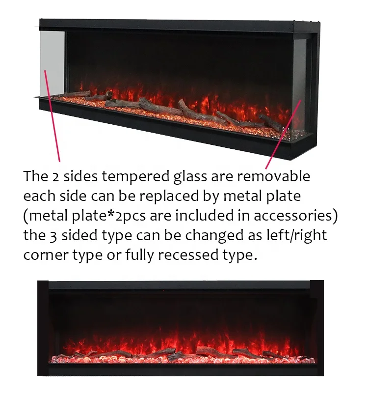 Wholesale Full Recessed Steel Electric Fire place Heater 15KW Built In Electric Fire place LED Flame Electric Fireplace