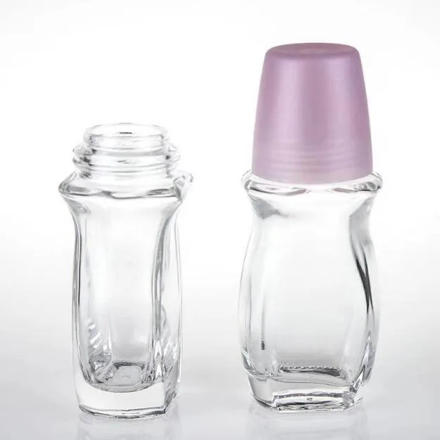 
high quality empty transparent cosmetic roll on deodorant glass bottle for sale 