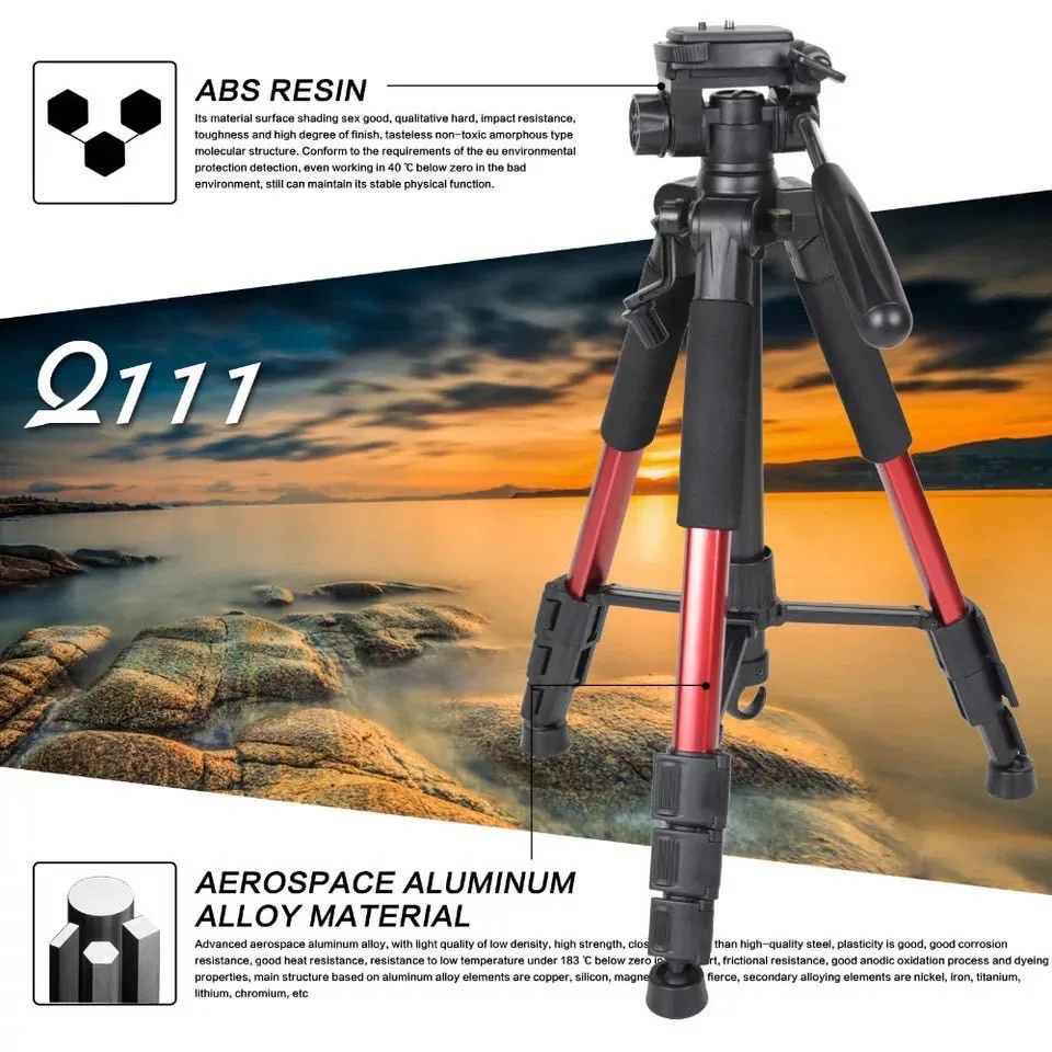 ZOMEI Q111 Professional Portable Travel Aluminum Camera Tripod&Pan Head for SLR DSLR Digital Camera 5colors