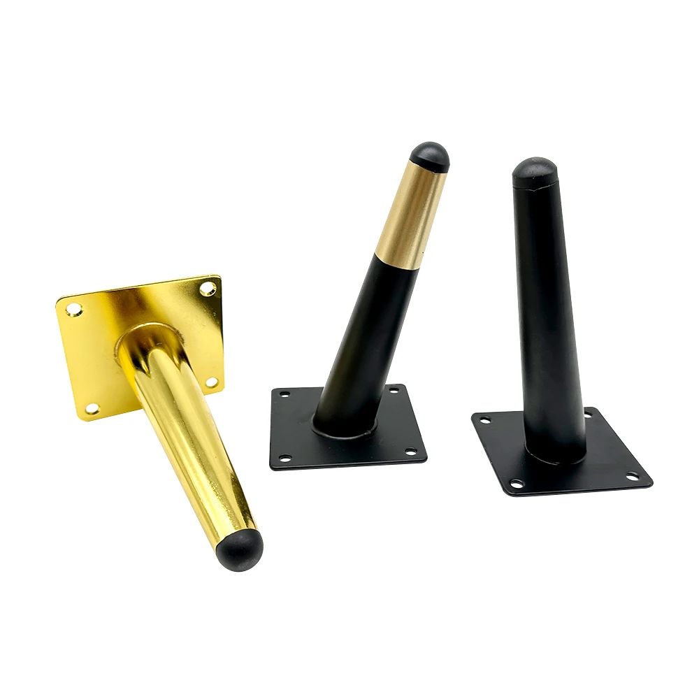 Modern Custom Iron Furniture Fitting Chrome Sofa Legs Tapered Metal Leg Bed Feet Gold Cone Shape Golden Sideboards Feet Base