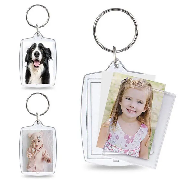 Wholesale Blank Acrylic Keychain , Custom Picture Insert Clear Plastic Acrylic Photo Frame Keychain