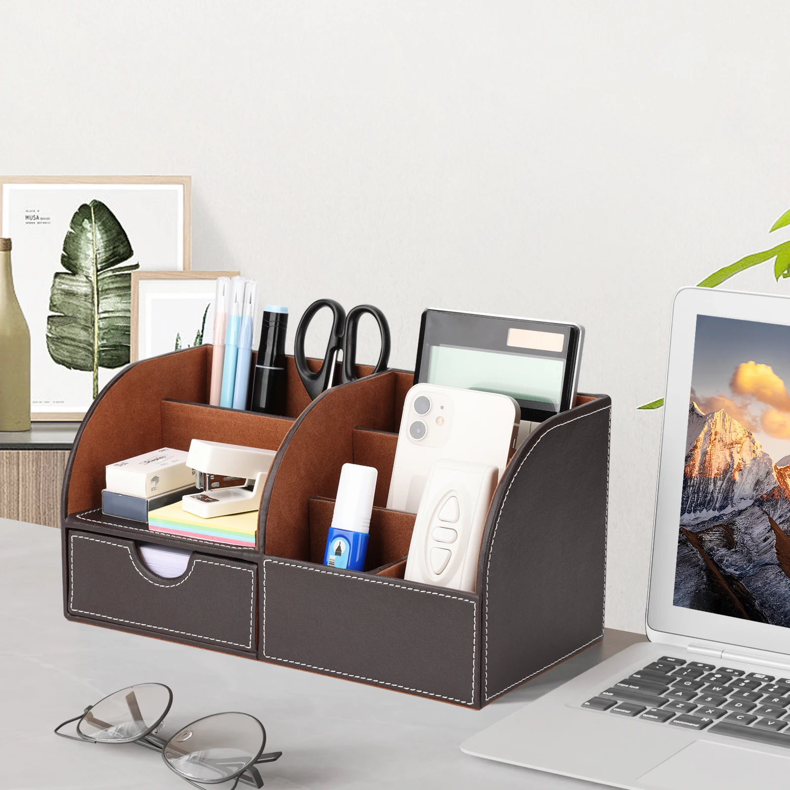 Home Accessories Leather Organizer Multifunction Leather Storage Boxes