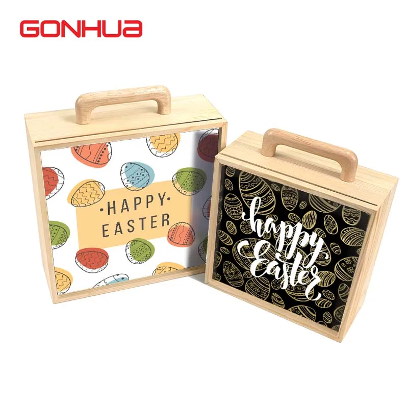 GONHUA S-Size 3-day shipping festival chocolate gift boxes packaging for easter small wood box wooden box for shipping