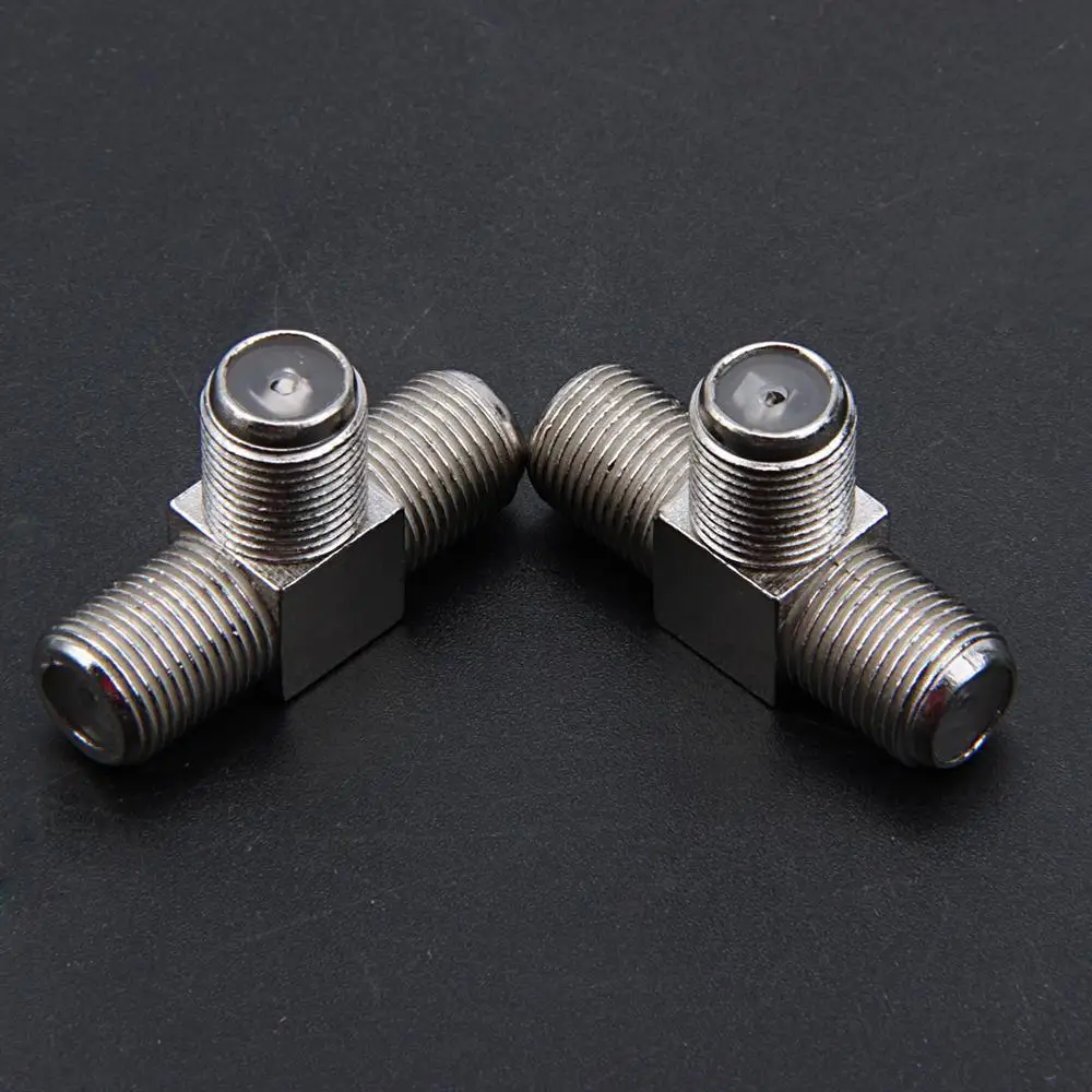F Female to 2 F female Jack Triple T RF Adapter Connector 3 Way Splitter