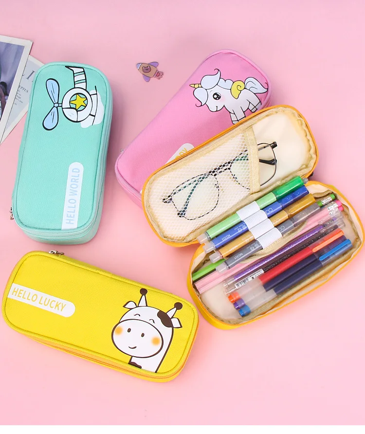 Wholesale Cartoon Unicorn Pencil Case Large Capacity Stationery Pen Bag Cute School Student Stationery